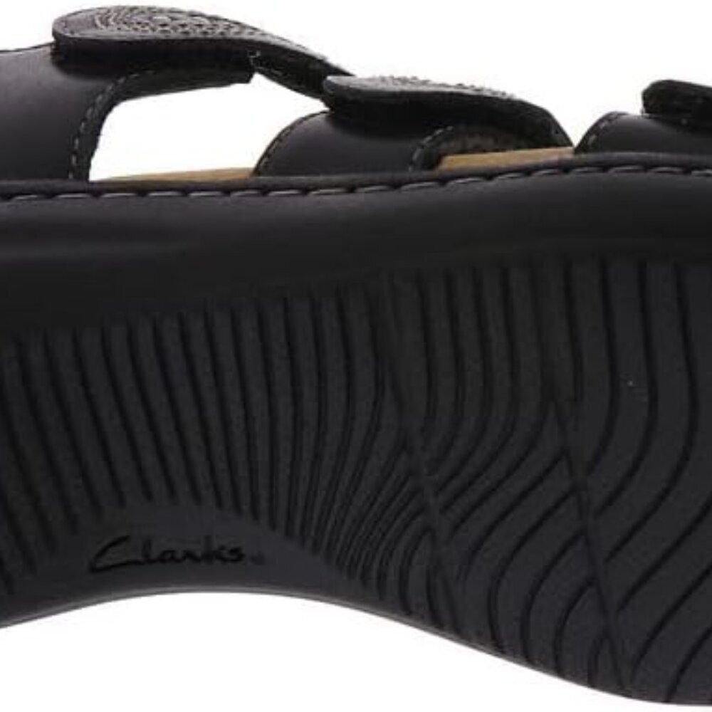 Women's Leather Flat Sandals Size 8.5 Black Comfort Slip-On Summer Shoes - Picture 3 of 7